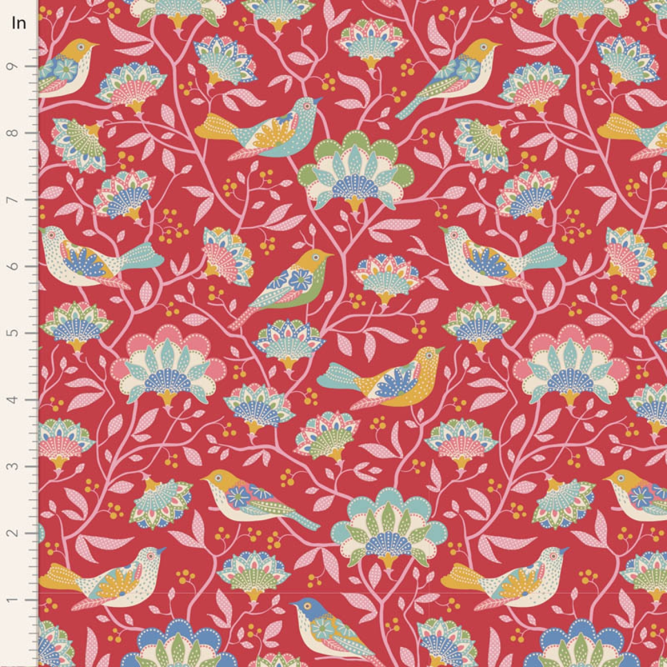 Tilda Patchwork Stoff Baumwolle - Jubilee - Bird Tree Red